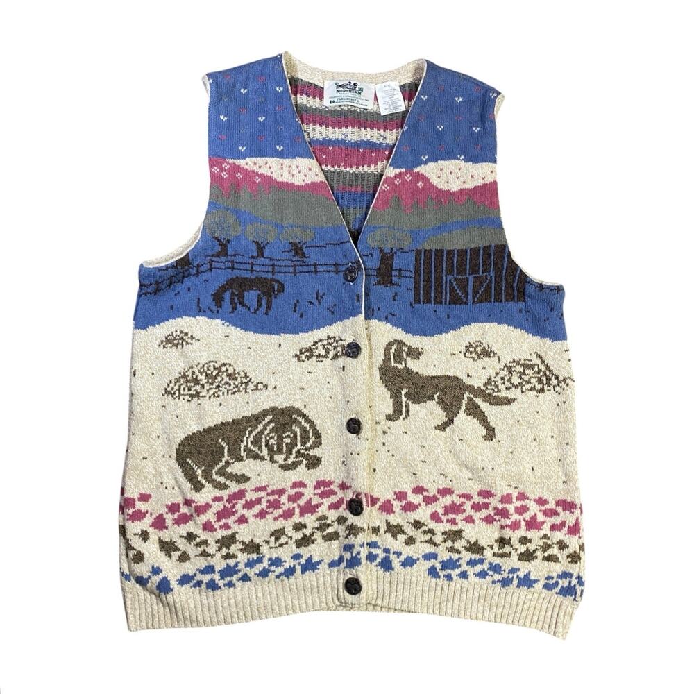Vintage Northern Reflections Dog Farm Knit Sweater - M